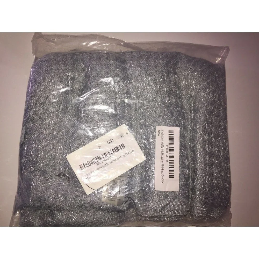 Calvin Klein Waffle-Knit Evening Wrap in Heather Medium Grey Retail $44.00